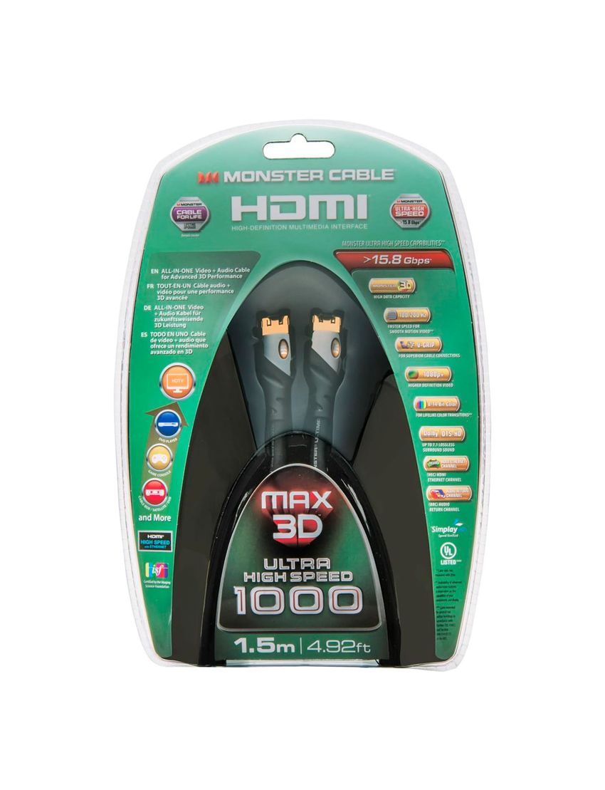 Cabo HDMI Monster MAX 3D Ultimate High Speed 1000 1.5mt (Outlet - D)