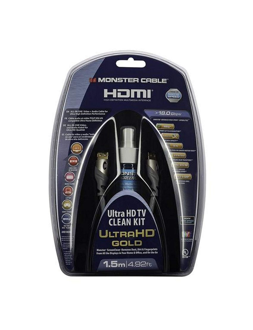 Kit Monster Cabo HDMI UHD 1.5mt + ScreenClean (Outlet - D)